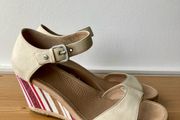 Ugg Atasha striped wedge heeled cream leather sandals