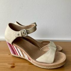 Ugg Atasha striped wedge heeled cream leather sandals
