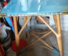 1940s Glass Top Side Table