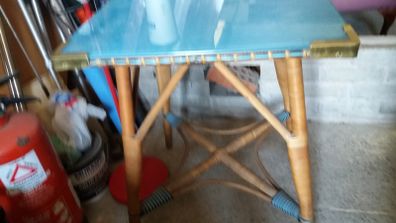 1940s Glass Top Side Table