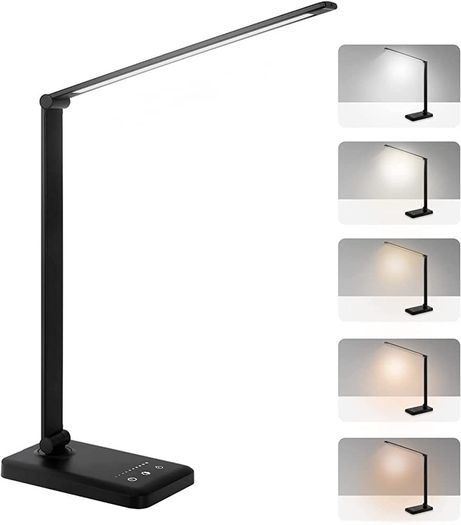 LED Desk lamp, Eye-Caring Table Lamp, Dimmable Office Lamp with USB Charging Port, 5 Lighting Modes,5 Brightness Levels, Touch Control, 30/60 min Auto Timer, for Home,Office,Bedroom,Study (FREE SHIPPING)