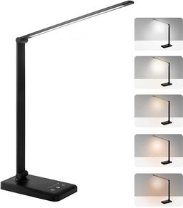 LED Desk lamp, Eye-Caring Table Lamp, Dimmable Office Lamp with USB Charging Port, 5 Lighting Modes,5 Brightness Levels, Touch Control, 30/60 min Auto Timer, for Home,Office,Bedroom,Study (FREE SHIPPING)