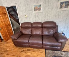 Leather 3 seater recliner and single recliner