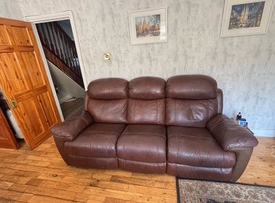 Leather 3 seater recliner and single recliner