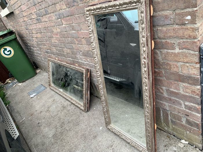 pair of vintage ornate framed mirrors old pub window divider originally mounted back to back