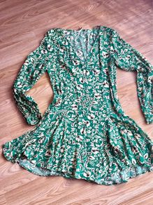 ZARA Green Floral Mini Dress - Size M/10/38