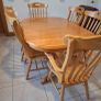 solid oak extendable table and six chairs Image 2