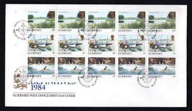 1984 Guernsey UK1.30 Definitive Stamps Booklet pane (ex booklet featuring Head Post Office, St Peter) Port First Day Cover (FDC)