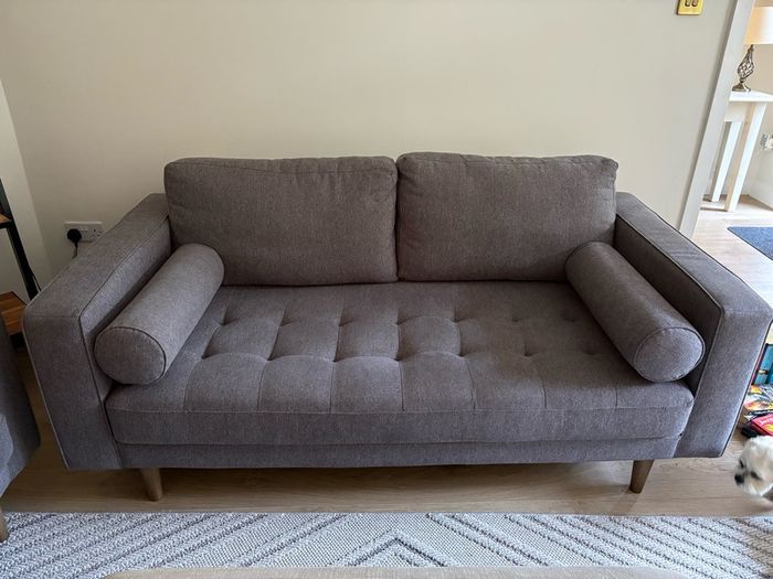 COOPER Grey Fabric 2 Seater Sofa x 2