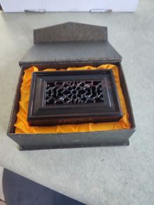 Ebony Wood Small Trinket Box inside presentation box engraved business school shenzhen university.