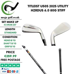 Titleist U505 2025 Utility #3 Iron 20 Degree / Hzrdus 6.0 80G Stiff