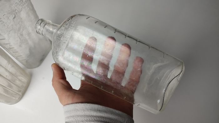326 - Set of 3 Vintage Clear Glass Collectible Decorative Scrubbs Bottles