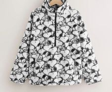Cream Snoopy Half Zip Borg Fleece