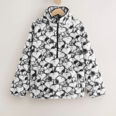Cream Snoopy Half Zip Borg Fleece
