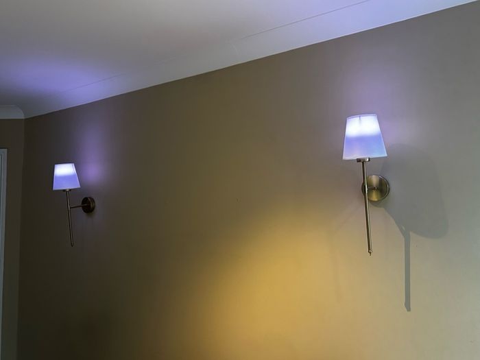 2 Brass Wall Lamps with Colour-Changing Rechargeable Bulbs (No Wiring Needed)