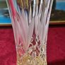 Vintage Killarney Crystal Cut Crystal Glass 8 Inch Tall Octagonal Large Flared Shaped Vase With 24 carat Gold Finishing Round Base Made In Ireland Image 4