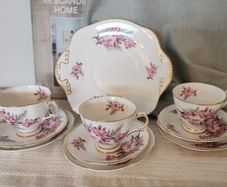 1960s Royal Tara Galway Fine Bone China Tea Set Wild Rose & Fern
