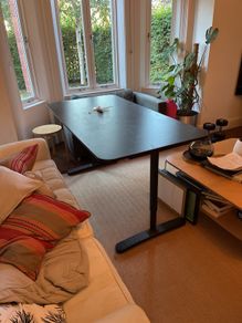 Large black hardwood desk