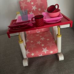 Our Generation Doll Table High Chair, Meal Set & Picnic Basket