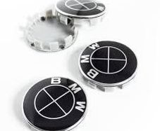 Set of 4 x BMW Centre 68mm Caps (ALL Black) 1/2/3/4/5/7 Series