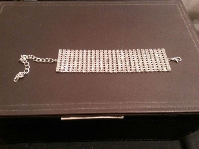 Selection of diamante bracelets, earrings and necklace