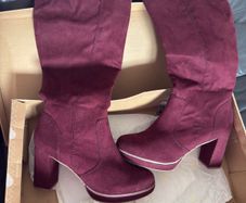 S.Olivers knee high boots Suede Burgundy
