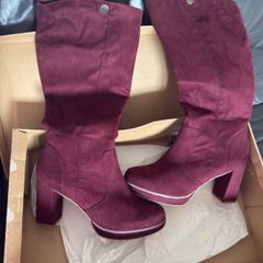 S.Olivers knee high boots Suede Burgundy