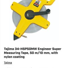 Tajima 34-HSP50MW Engineer Super Measuring Tape, 50 m/10 mm, with nylon coating