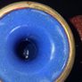 Pair of antique handcarved cinnabar blue enamel vases Image 2