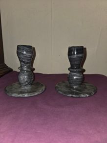 Pair of Marble Candlestick Holders