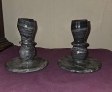 Pair of Marble Candlestick Holders