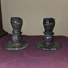 Pair of Marble Candlestick Holders