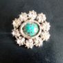 Vintage Sterling Silver Turquoise Brooch - 10 g Image 3
