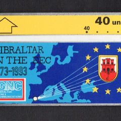 1993 Gibraltar 40 unit 20 Years Of Gibraltar In The EEC (Landis & Gyr (Optical)) Phonecard