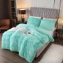 Luxury Fuzzy Duvet Cover Set Double Size Fluffy Comforter Cover Set for Double Bed Shaggy and Plush Soft Bedding Duvet Covers (Aqua Ombre,Double) Image 2
