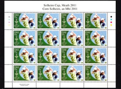 2011 Ireland The Solheim Cup Stamp Commemorative Stamps Sheetlet Plate 1A1A1A1A Mint Never Hinged (MNH)