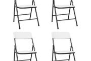 Folding Garden Chairs 4 pcs HDPE White