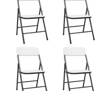 Folding Garden Chairs 4 pcs HDPE White