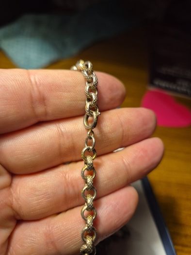 Vintage Stamped Sterling Silver Heavy Elaborate Chain and Cat Pendant