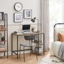 _Desk, Computer Desk, PC Table, Office Desk, with 2 Shelves on Right or Left Side for Office, Living Room, Steel Frame, Industrial Design, Greige-Black Image 3