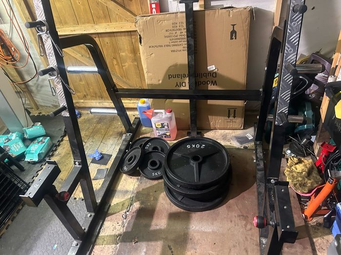 Olympic weights and rack