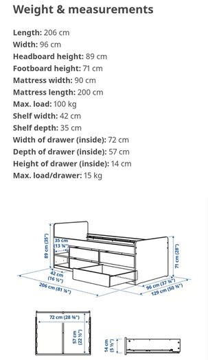 Single bed with mattress and storage