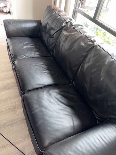 Real leather brown sofas
