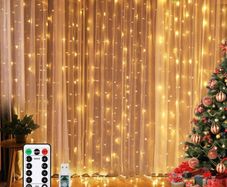 LED Curtain Lights, Window Curtain Fairy Twinkle Lights 3mx3m 300leds USB Operated 8 Modes Icicle LED String Lights with Remote & Timer for Indoor Xmas Party Home Garden Decoration (MULTIPLE COLOURS)
