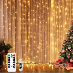 LED Curtain Lights, Window Curtain Fairy Twinkle Lights 3mx3m 300leds USB Operated 8 Modes Icicle LED String Lights with Remote & Timer for Indoor Xmas Party Home Garden Decoration (MULTIPLE COLOURS)