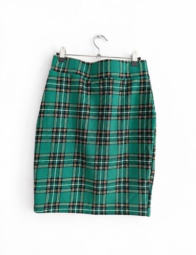 New Emerald Green Plaid Pencil Skirt