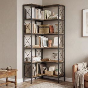 5-Tier L-Shaped Corner Bookshelf