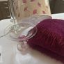 4 pieces- Avoca Mohair Wool Magenta Throw, Jerpoint Pedestal / Footed Bowl, Cut Glass Pillar Lamp with Brand New Sanderson Drum Shade - all are perfect together Image 7