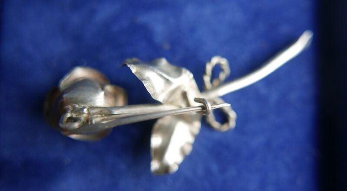 Vintage Sterling Silver Rose Brooch Sterling Flower Brooch Signed 925 - 3,4g