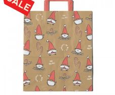 Job lot 20 x Small Christmas carrier bags - festive gnome design / size